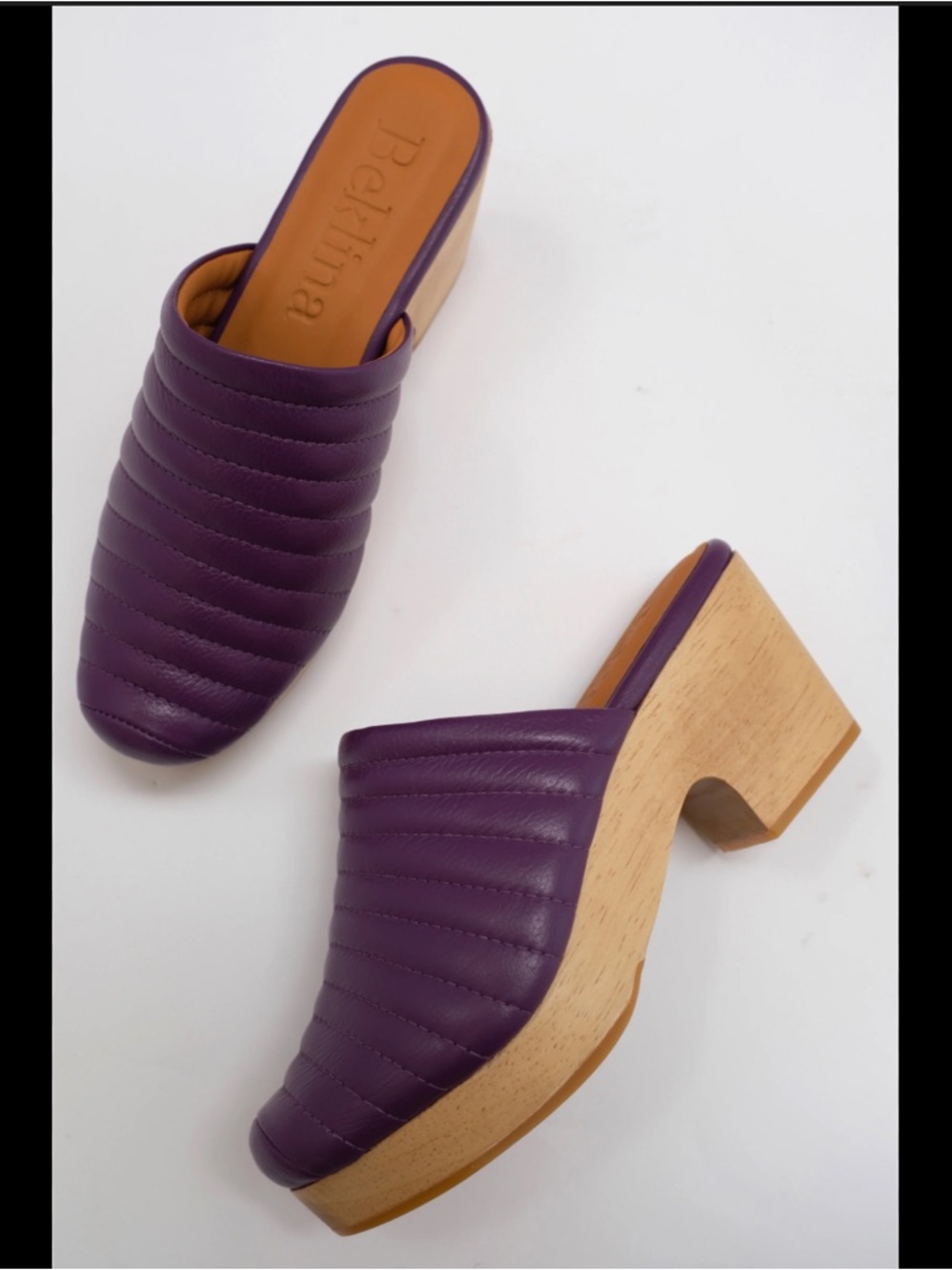 Petina Quilted Leather Mule Clog in Purple